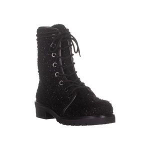 Stuart Weitzner Metermaid Black Boucle Combat Boots